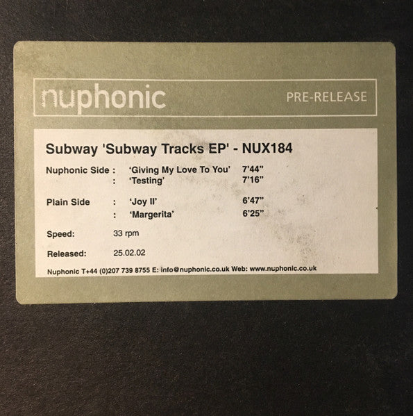 Subway - Subway Tracks EP