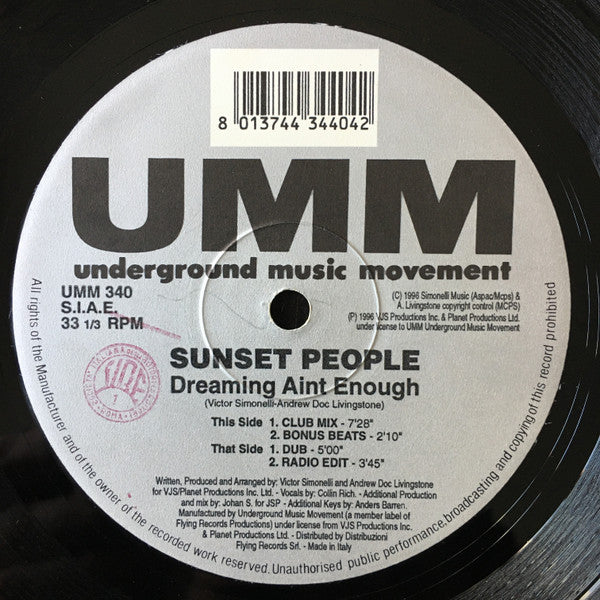 Sunset People - Dreaming Ain't Enough
