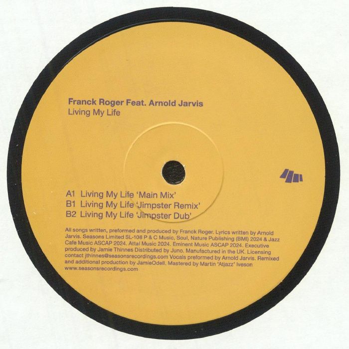 Franck Roger Feat. Arnold Jarvis - Living My Life (inc. Jimpster mixes)